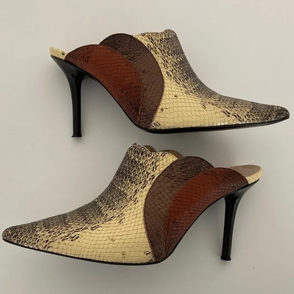Chloè Snakeskin Mule Heels Size EU 38 Excellent Condition - Picture 5 of 14